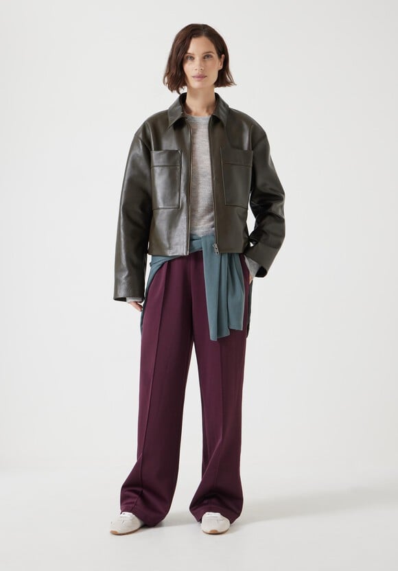 Zip Front Leather Jacket
