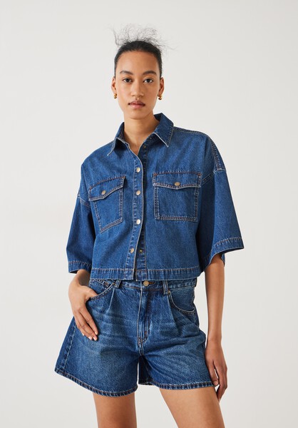 Chlo Oversized Cropped Denim Shirt