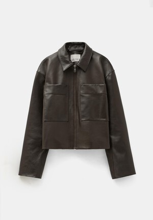 Zip Front Leather Jacket