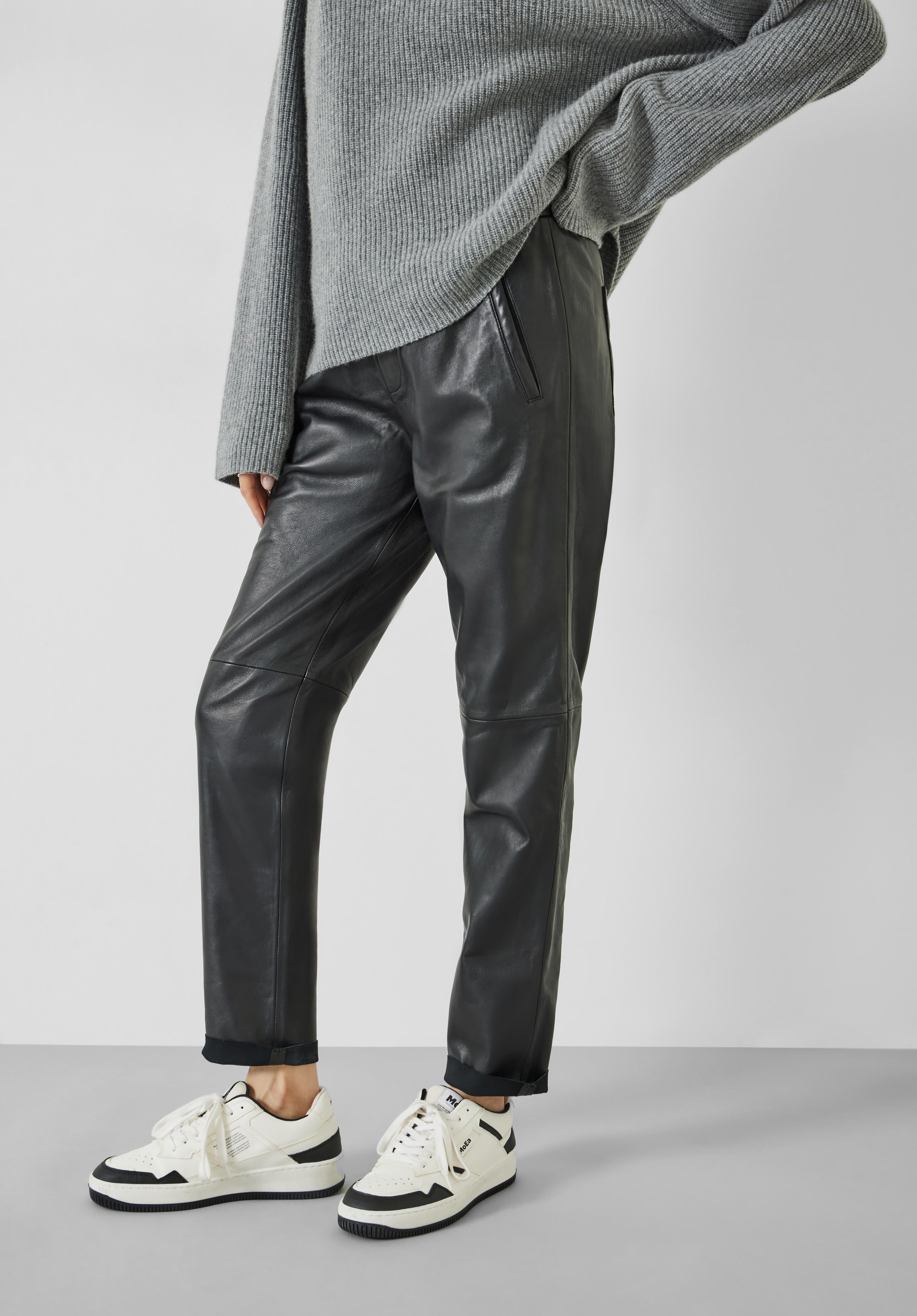 Leather Joggers Black Leather Jogger Trousers Black hush