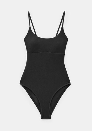 Square Neck Texture Swimsuit