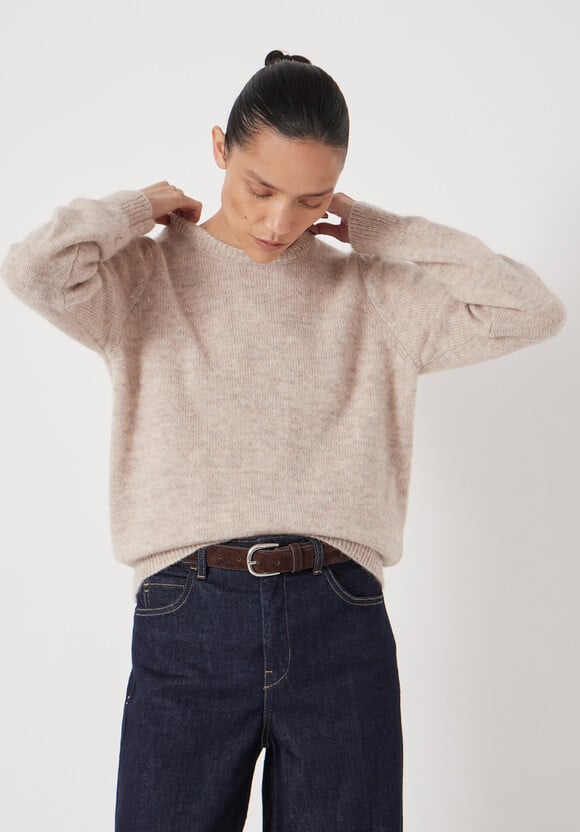 Gathered Shoulder Wool Blend Jumper