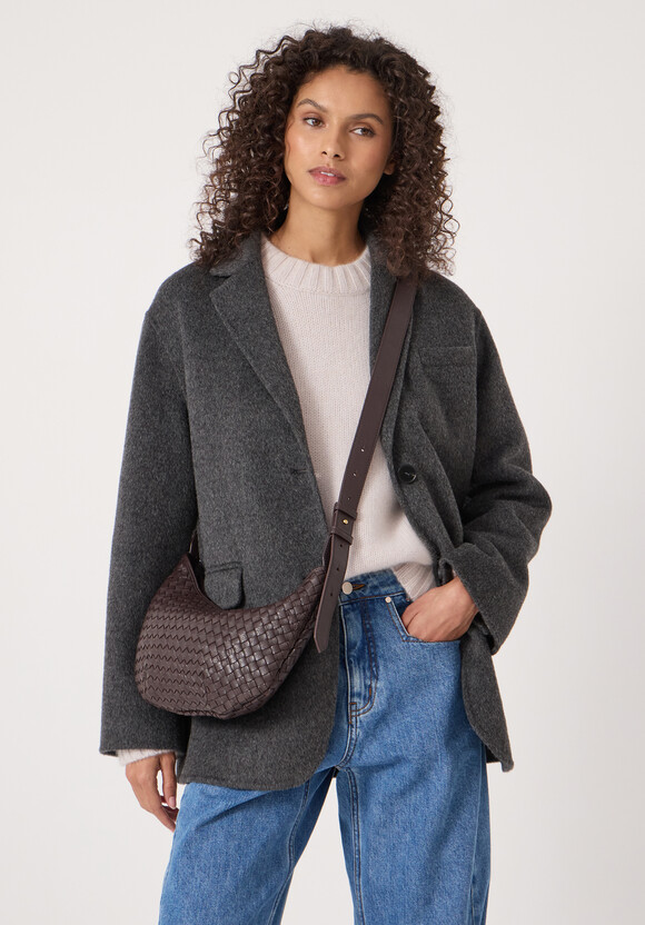 Leather Weave Crossbody Bag