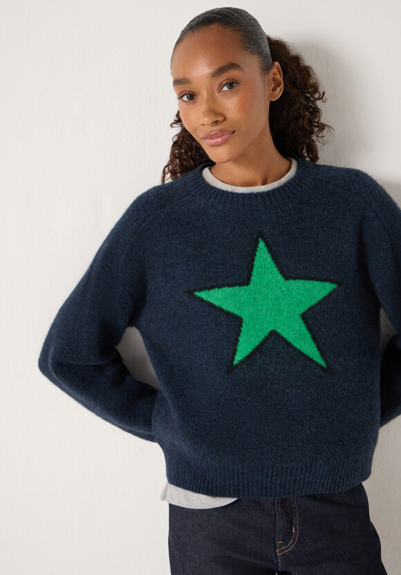 Wool Blend Star Jacquard Jumper
