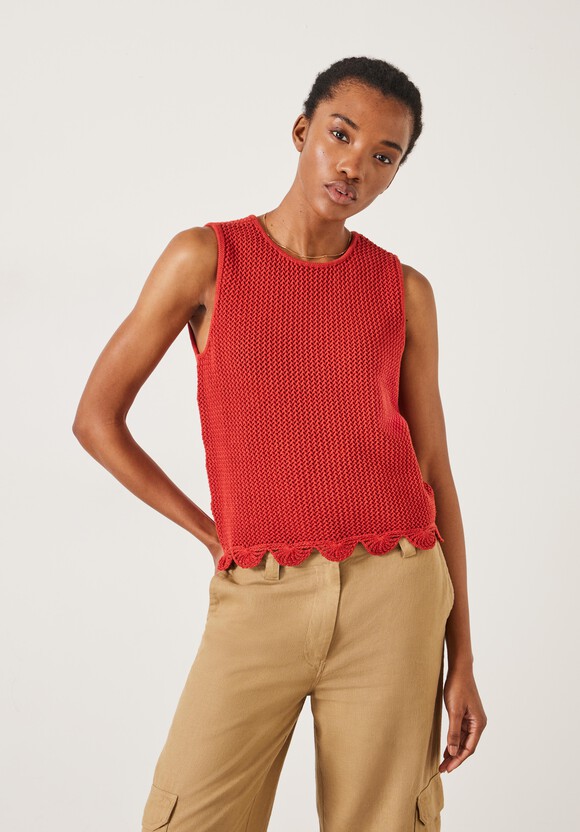 Adelina Crochet Scallop Edge Knitted Tank