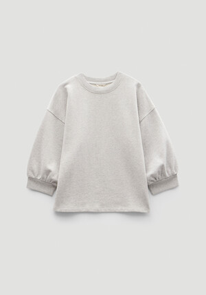 Cropped Sleeve Cotton Sweatshirt