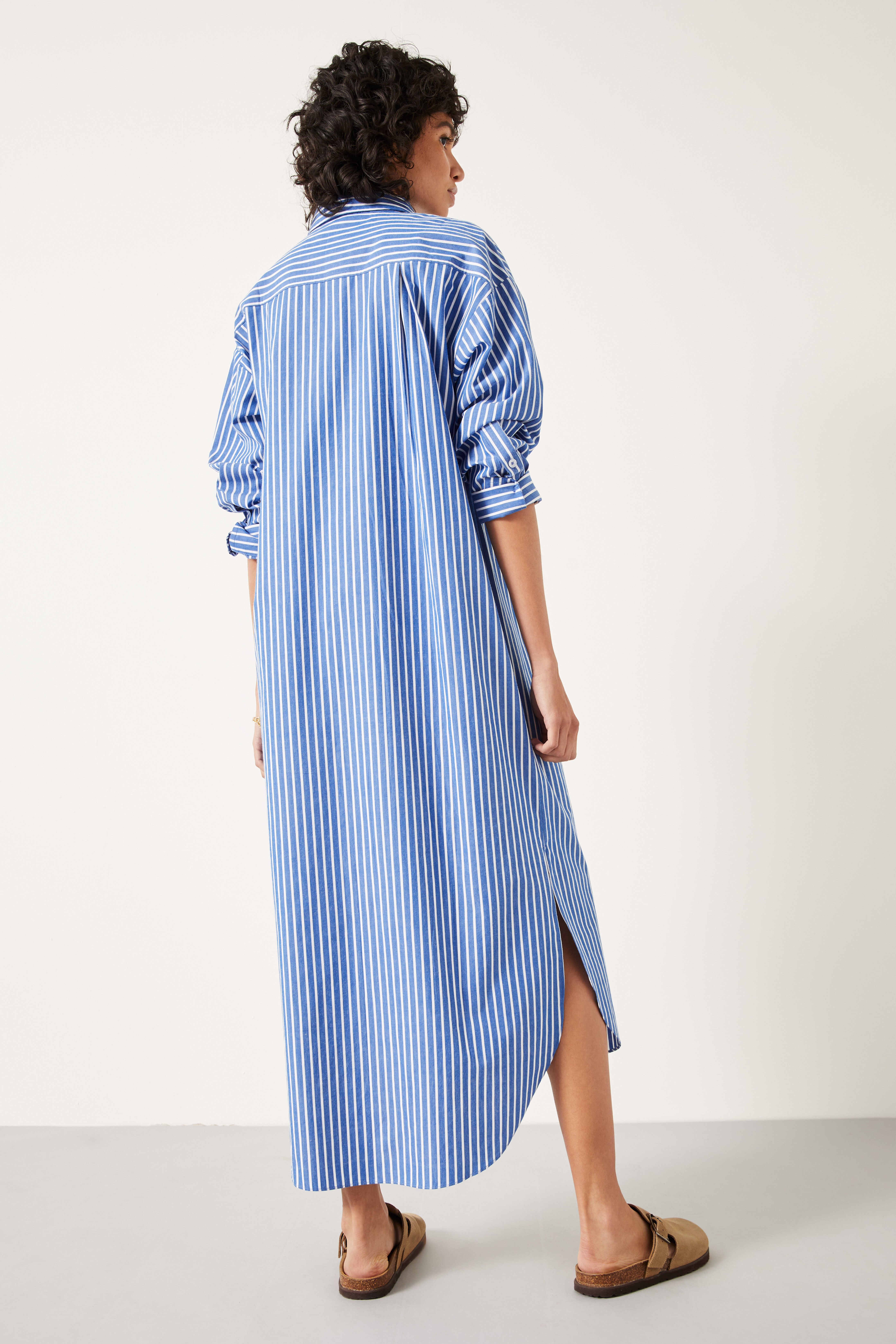 Maxi striped 2025 shirt dress