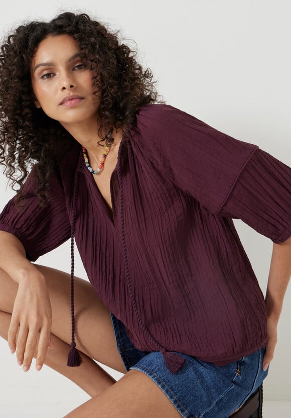 Mae Crinkle Balloon Sleeve Blouse Mae Crinkle Balloon Sleeve Blouse
