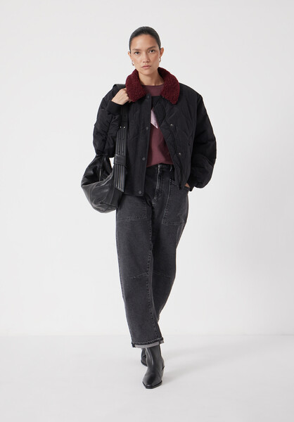 Teddy Collar Quilted Bomber