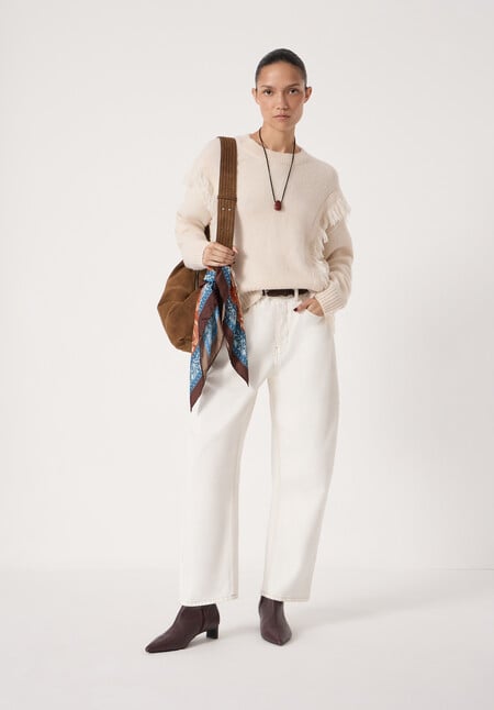 Wool Blend Fringe Knitted Jumper