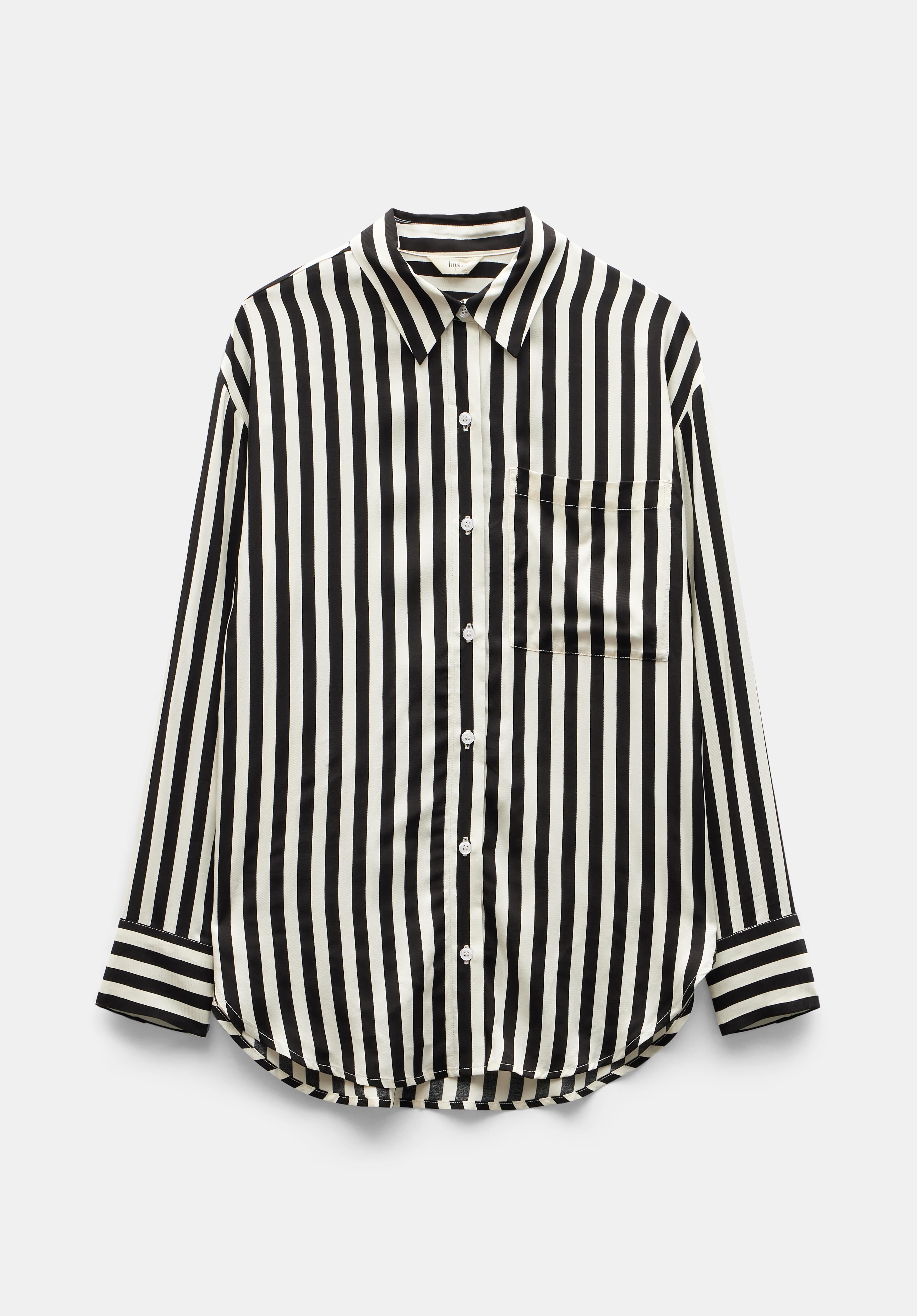 Emely Stripe Fluid Shirt Black And White Stripe hush