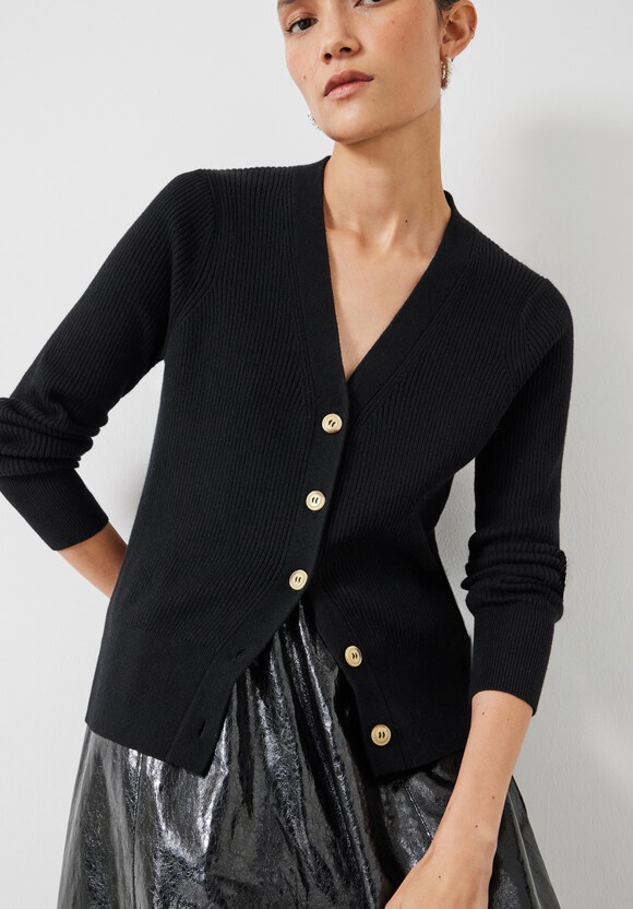 Slim Ribbed V Neck Cardigan