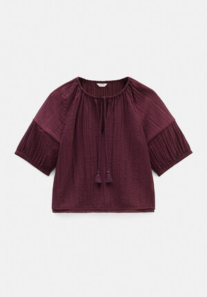 Mae Crinkle Balloon Sleeve Blouse