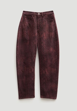 Cordelia Barrel Leg Snake Print Jeans