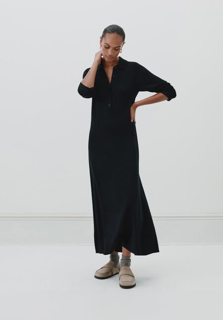 Polo Neck Knitted Midi Dress