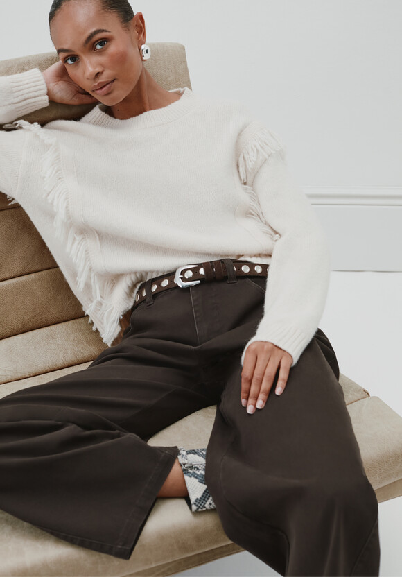 Wool Blend Fringe Knitted Jumper