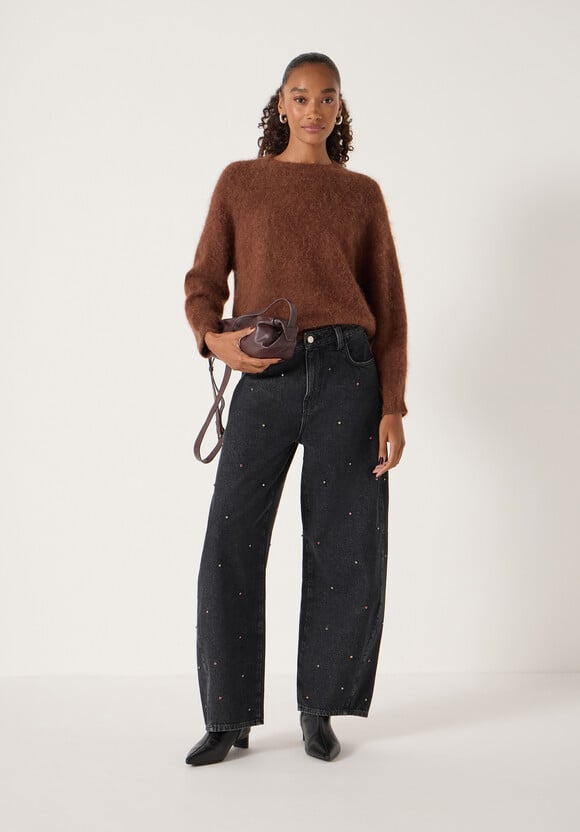 Embellished Bree Barrel Leg Jeans