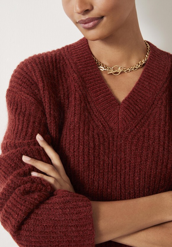 Aliah High V Wool Blend Jumper