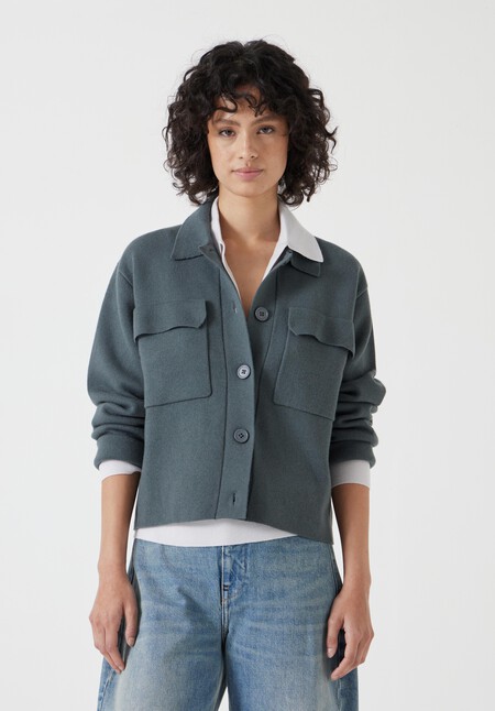 Knitted Button Through Shirt Jacket
