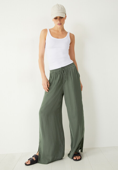 Wide Leg Satin Trousers