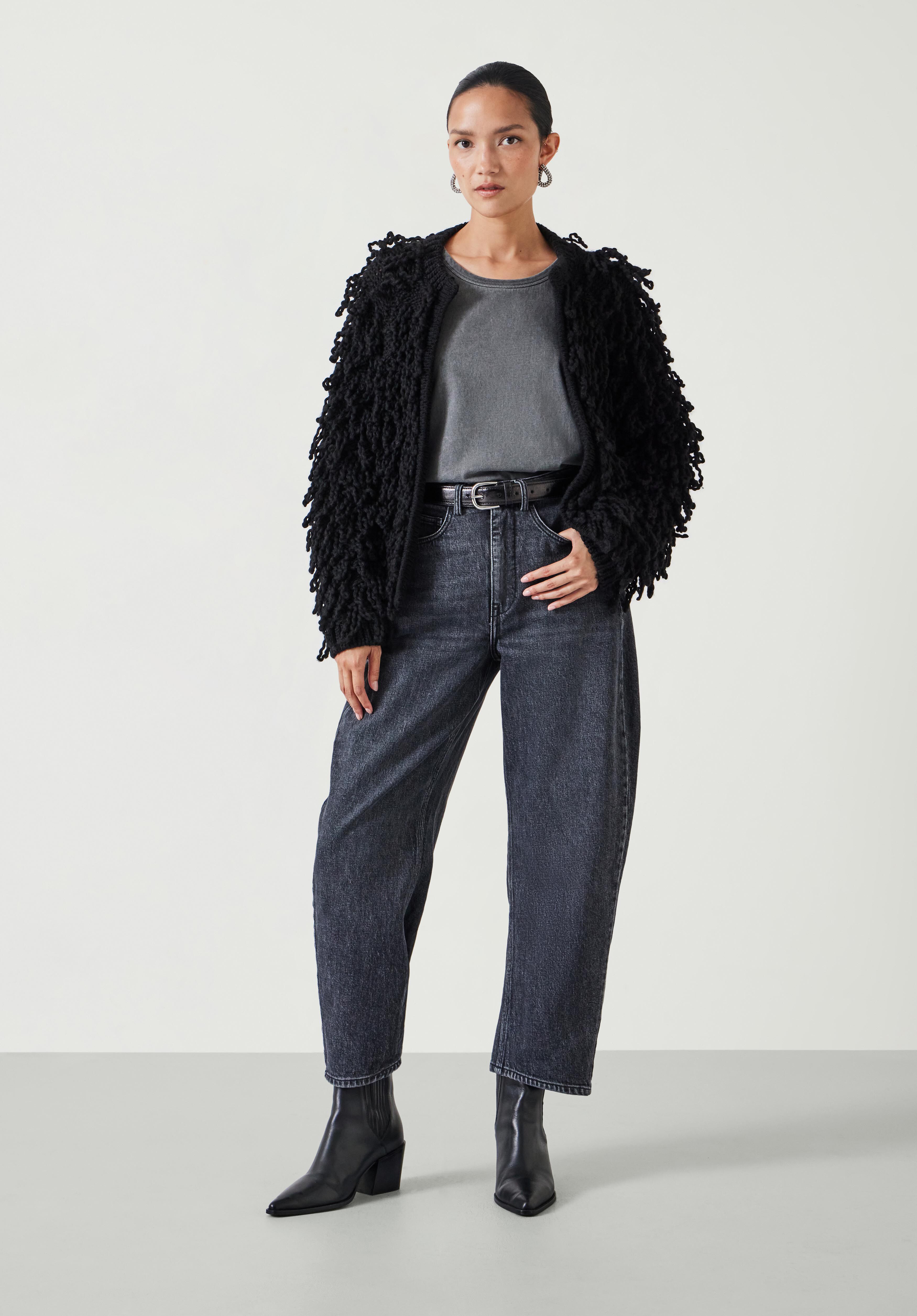 Leah Loop Edge To Edge Cardigan Black hush
