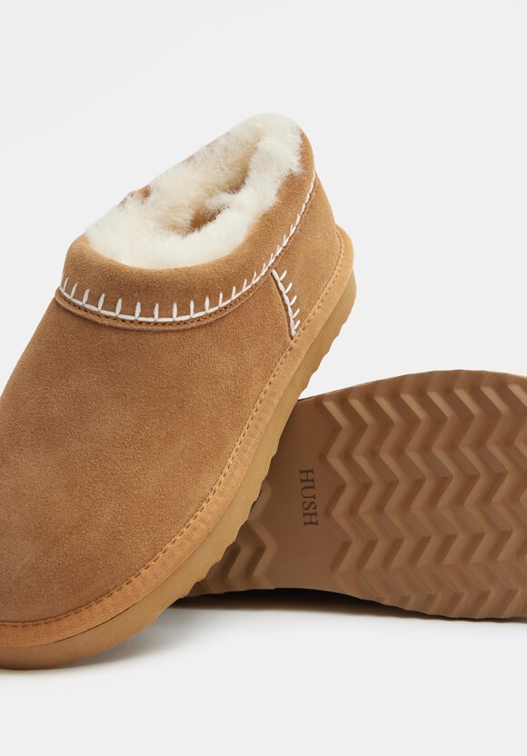 Padded Collar Sheepskin Snug Slippers