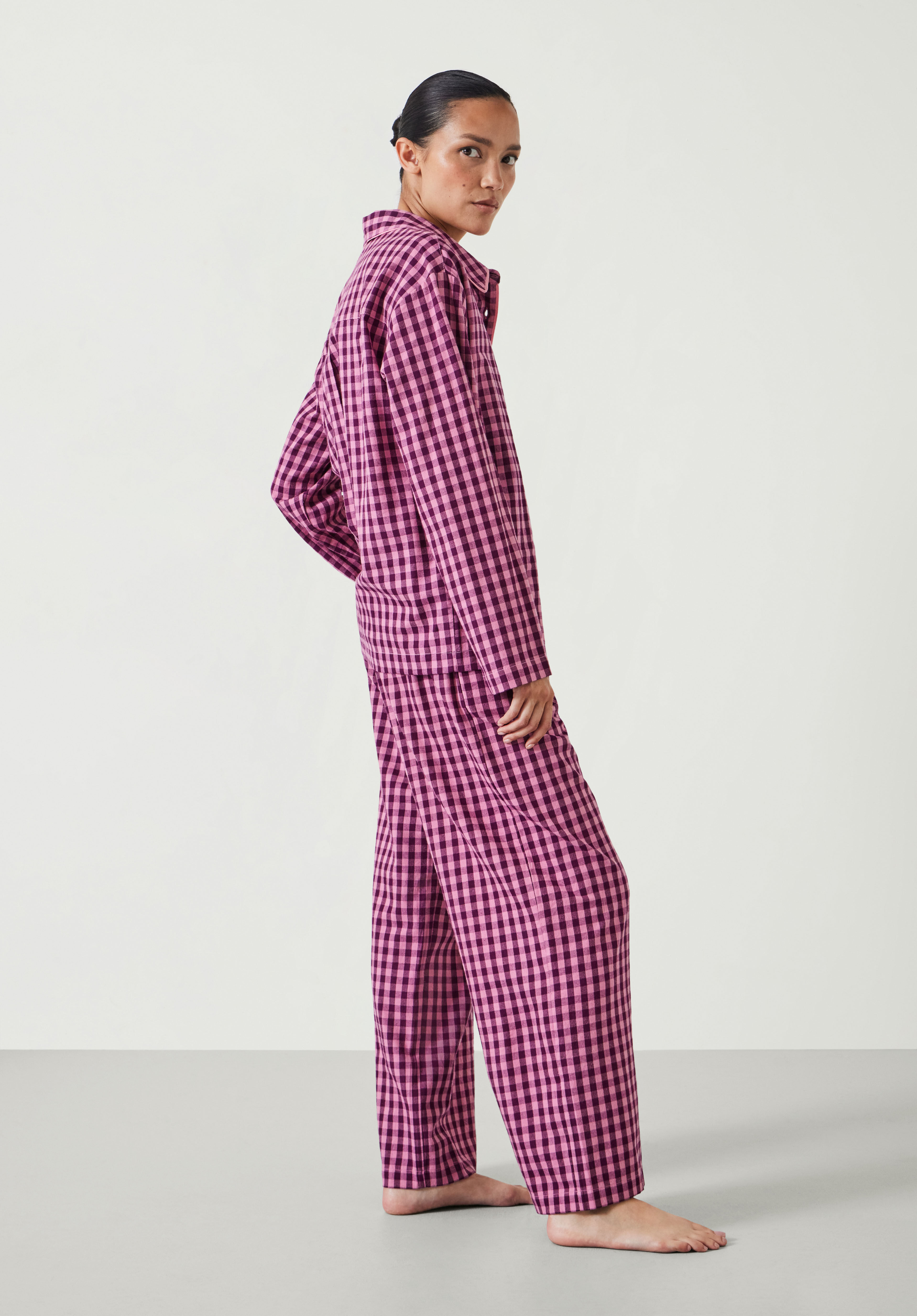 Luella Cotton Viscose Gingham Pajamas Pink Gingham hush