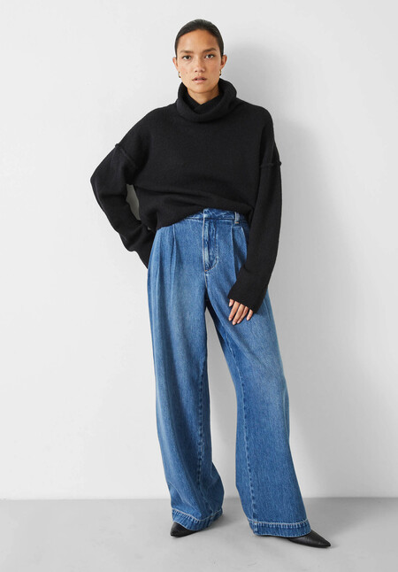 Meryll Crop Wool Blend Roll Neck Jumper