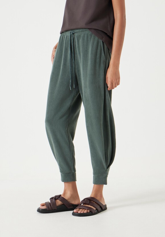 Towelling Barrel Leg Pleat Joggers