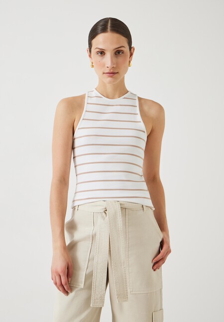 Ines Striped Cotton Ribbed Vest