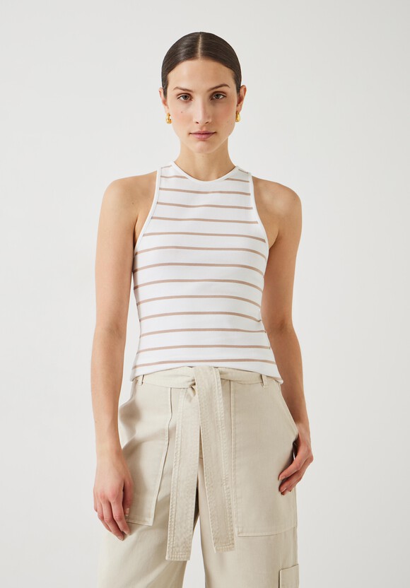 Ines Striped Cotton Ribbed Vest