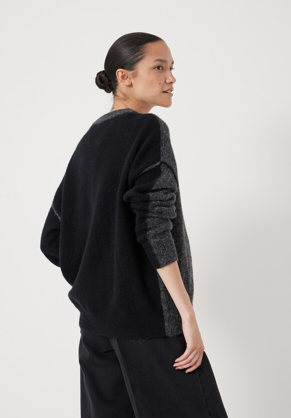 Colour Block Wool Blend Crew Jumper