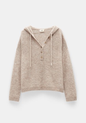 Halle Ribbed Wool Blend Hoodie