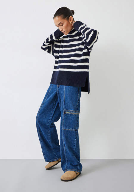 Rhona Striped Roll Neck Jumper