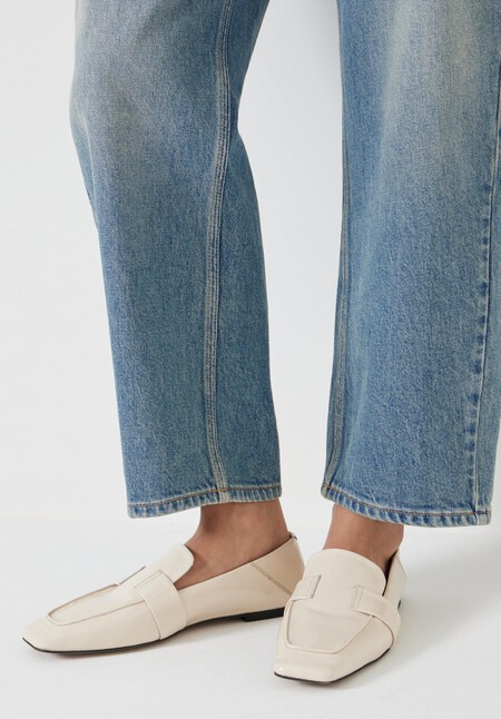 Square-Toe Leather Loafers