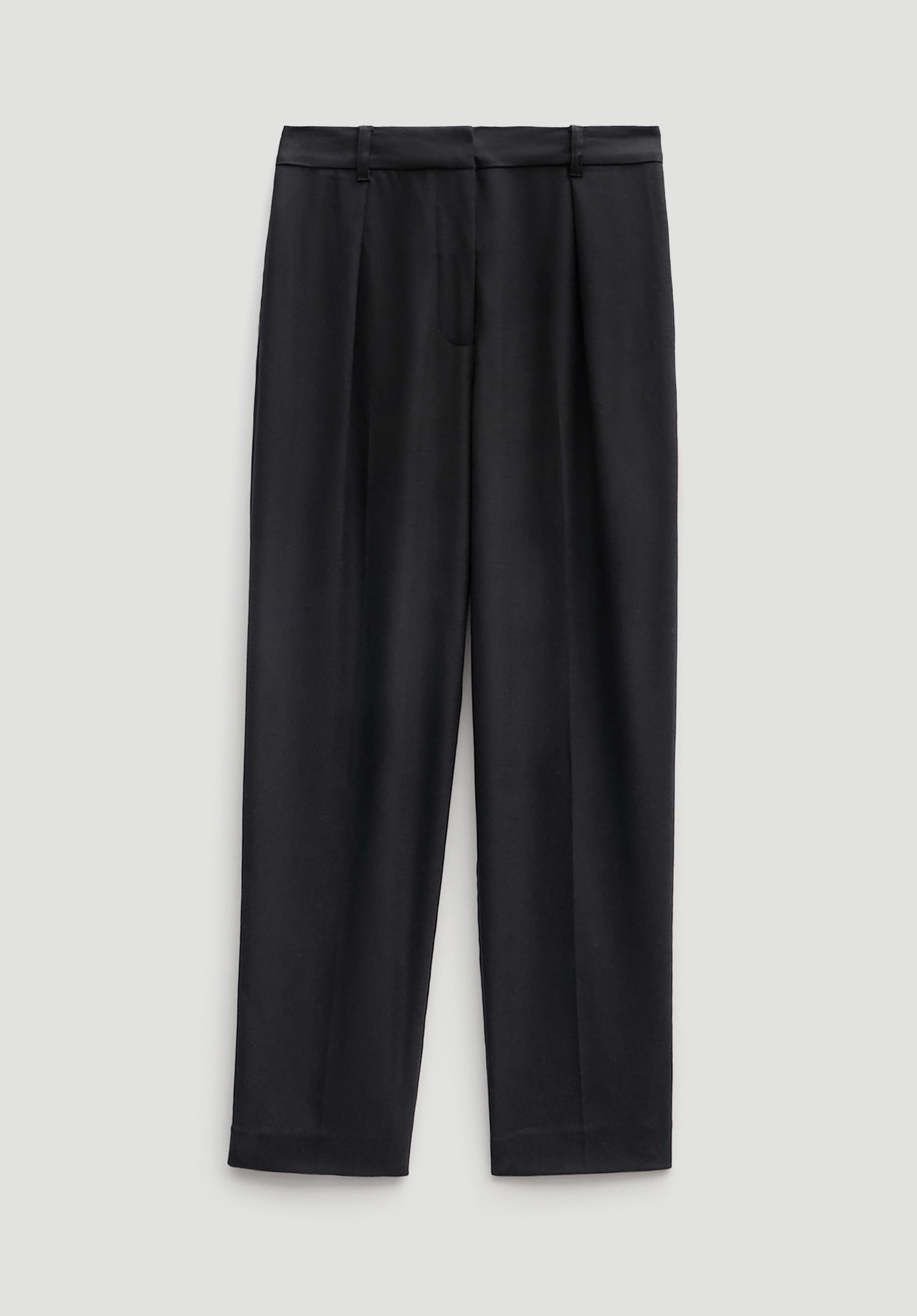 Tapered Leg Wool Blend Trousers | Black | hush