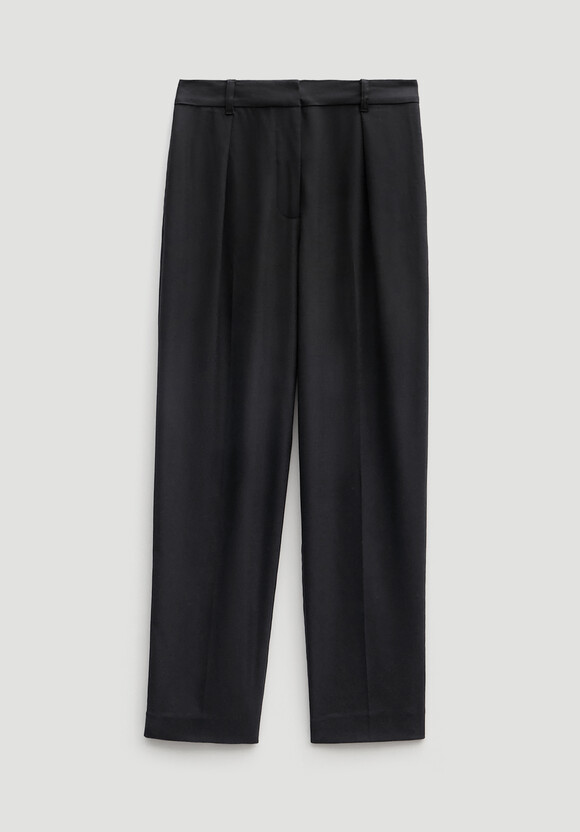 Tapered Leg Wool Blend Trousers