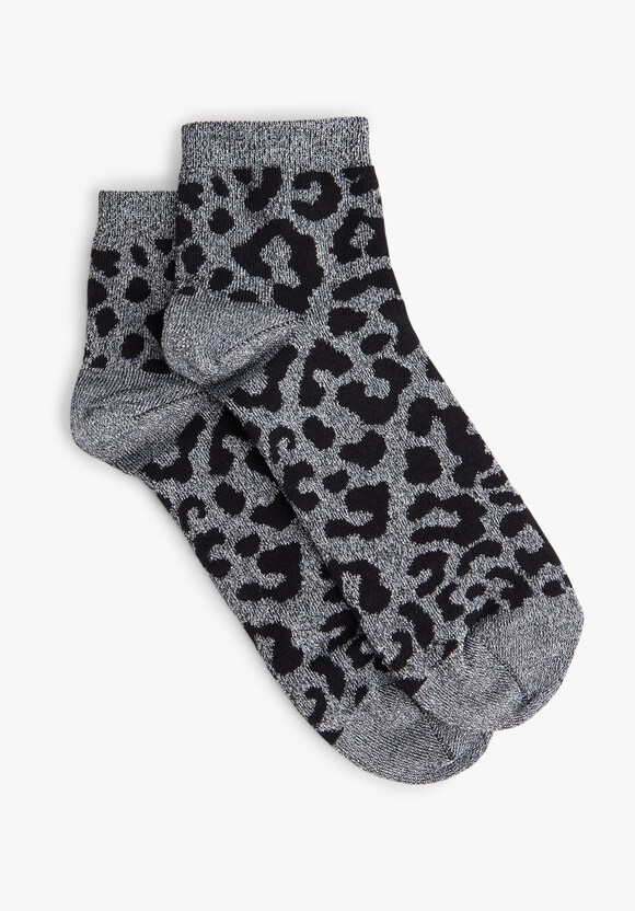 Cynthia Leopard Socks | Metallic Grey | hush