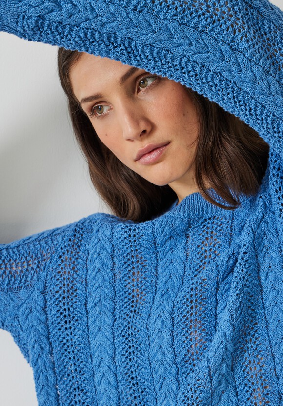 Dot Open Stitch Cable Crew Jumper