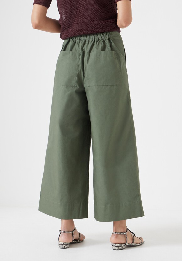 Lightweight Cotton Wide Leg Cropped Trousers