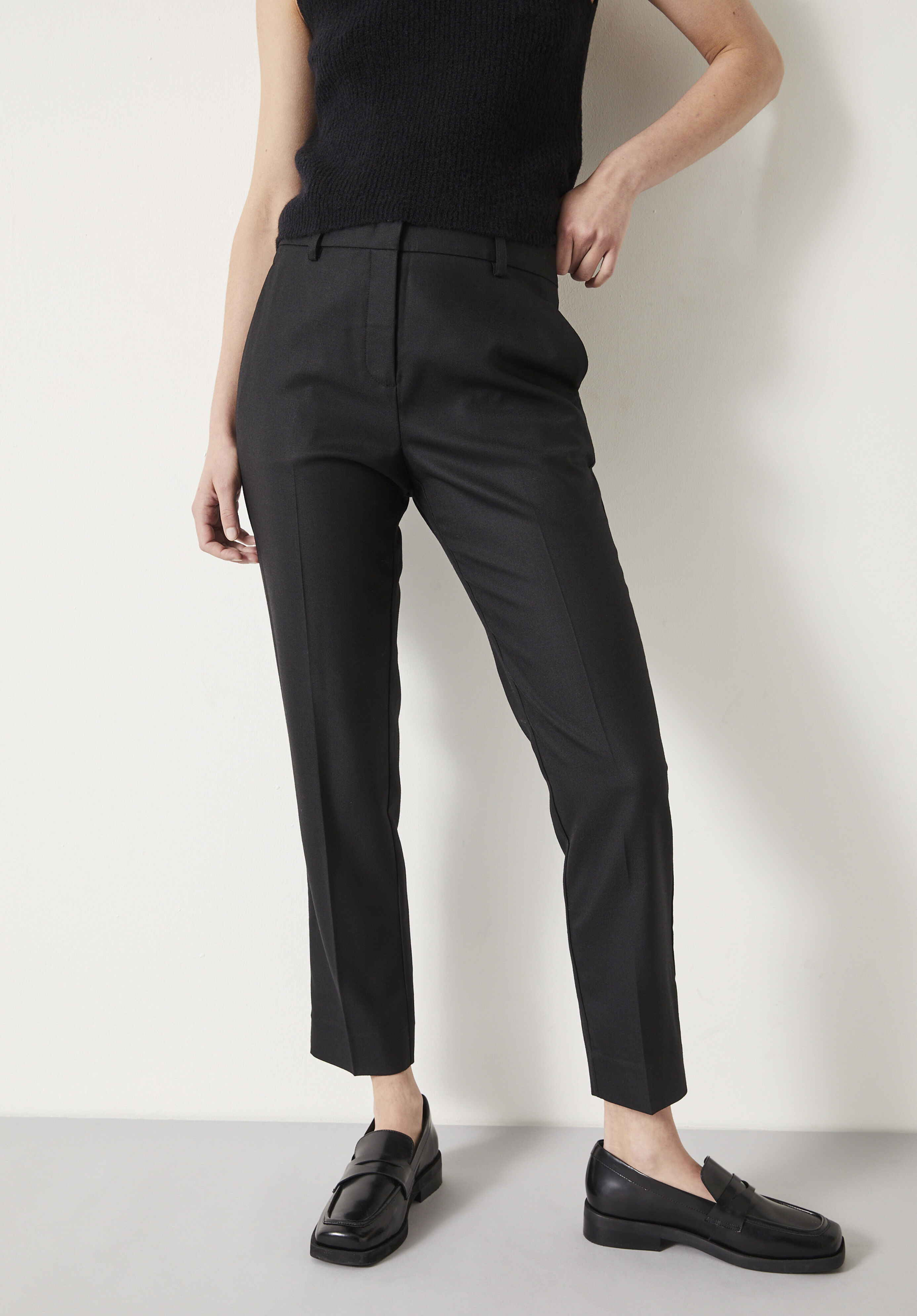 Amanda Cropped Suit Wool Blend Trousers | Black | hush