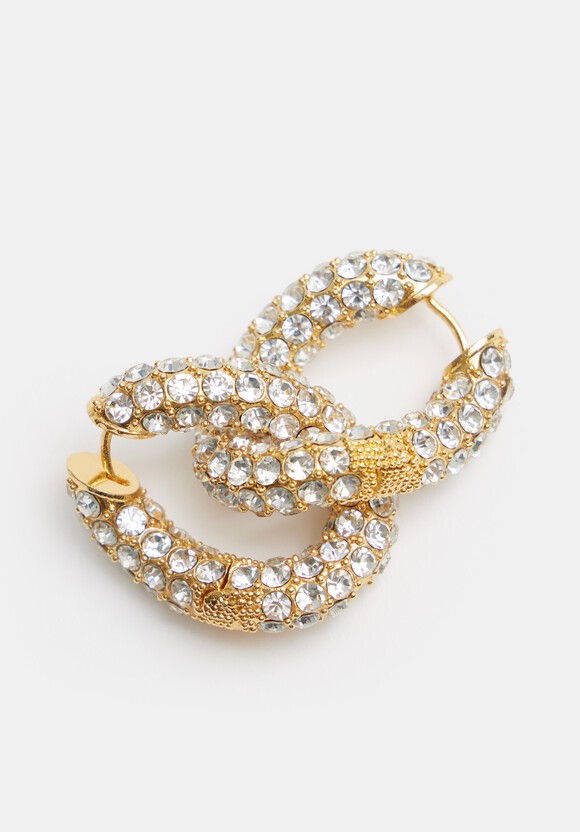 Large Pia Pave Twist Hoop Earrings