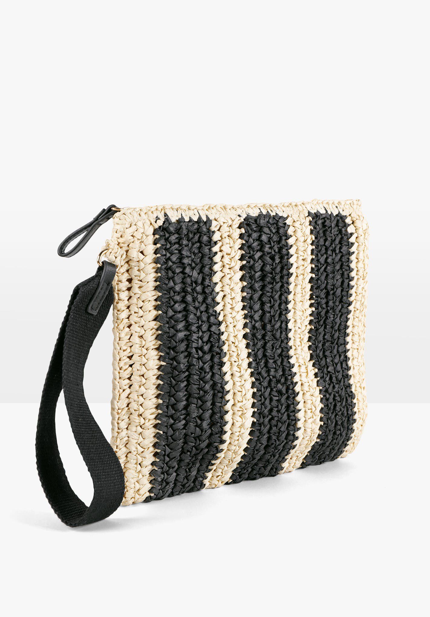 Black and cheap white striped clutch