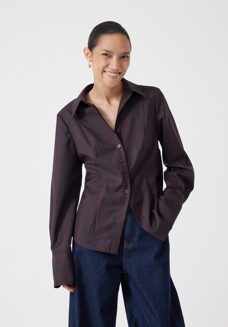 Waisted Checked Wool Shirt