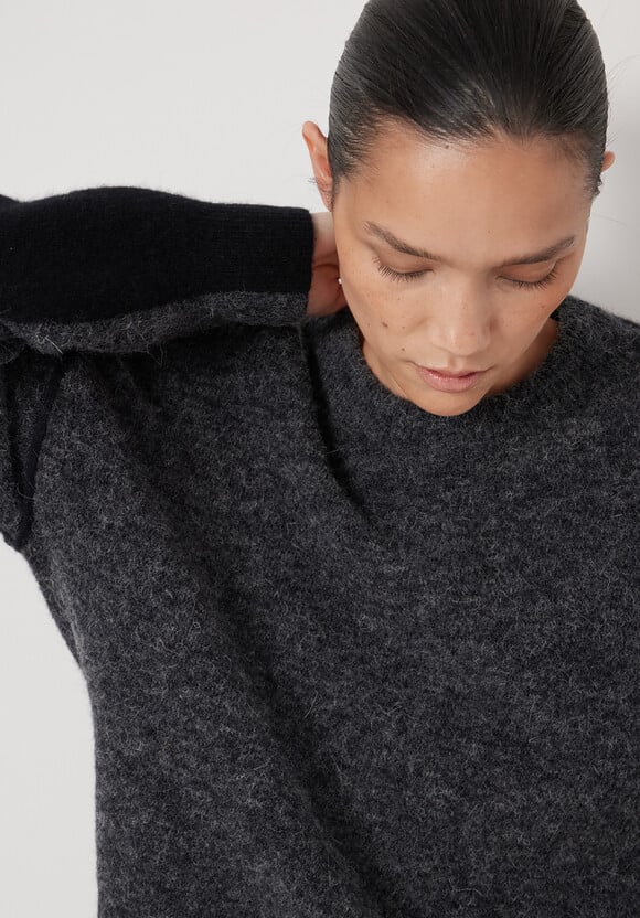 Colour Block Wool Blend Crew Jumper