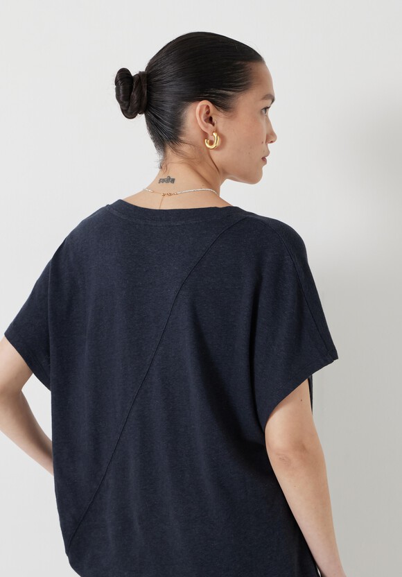 Rosalia Linen Blend V Neck T-Shirt