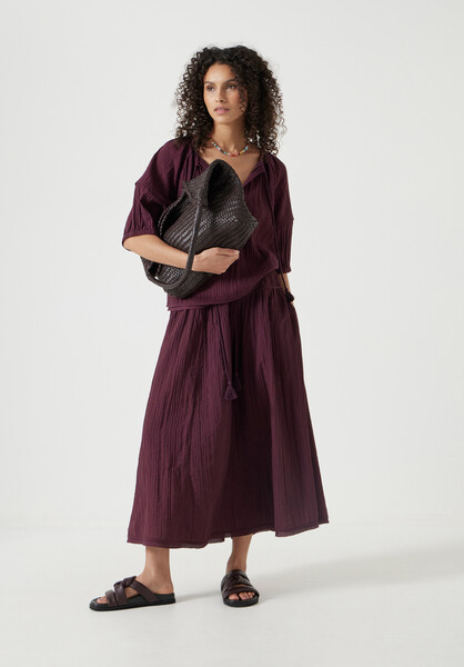 Gathered Detail Midi Skirt
