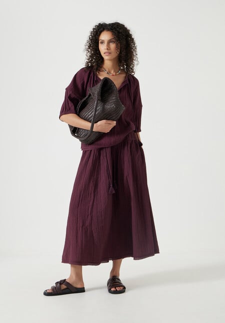 Gathered Detail Midi Skirt