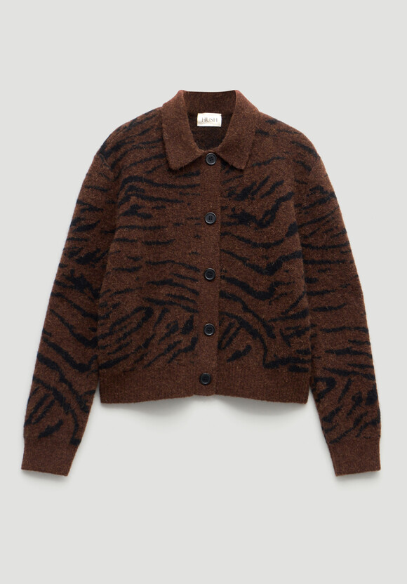 Wool Blend Tiger Jacquard Shirt Jacket