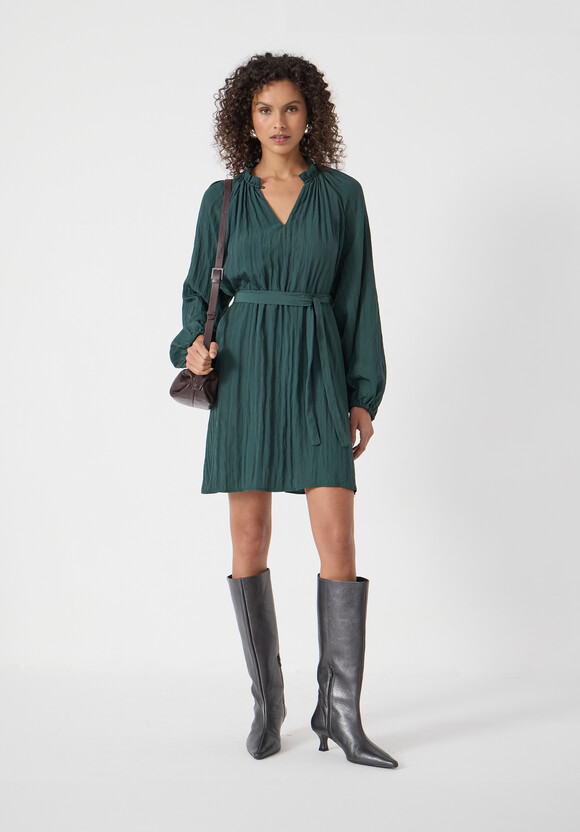 Ruffled Long Sleeve Mini Dress